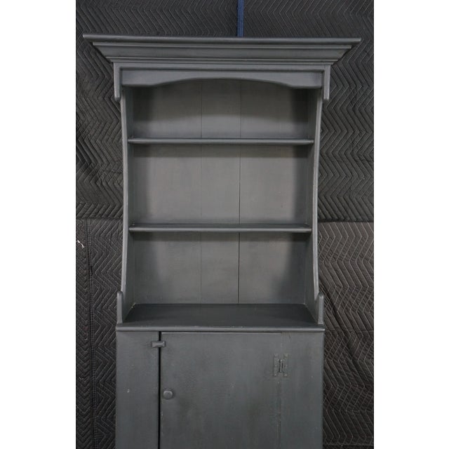 Wood Late 20th Century Habersham Plantation Primitive Early American Painted Pine Step Back Cupboard For Sale - Image 7 of 18