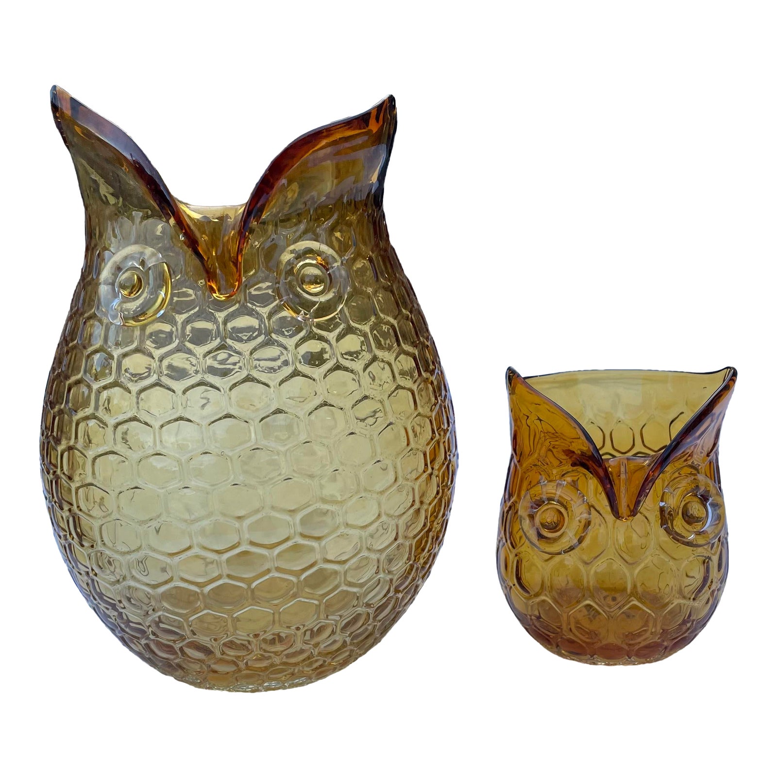 Vintage Owl Vase Amber Glass 7" Tall agrohort.ipb.ac.id