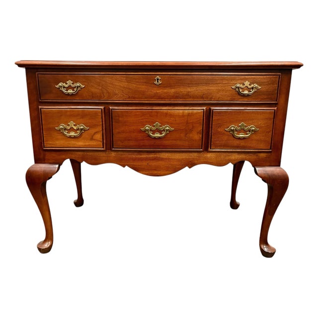 1970s Statton Queen Anne Style Cherry Lowboy For Sale