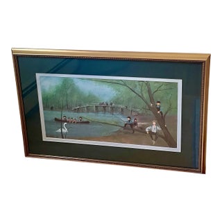 P. Buckley Moss "Concord Bridge" Signed Lithograph 63/1000 Framed Matted For Sale