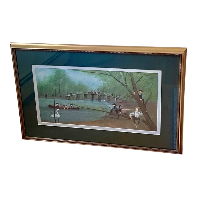 P. Buckley Moss "Concord Bridge" Signed Lithograph 63/1000 Framed Matted For Sale