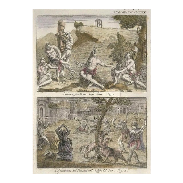 A Slave Flayed, Peruvians' Desolation during a Sun Eclipse - by G. Pivati 1746-1751 For Sale