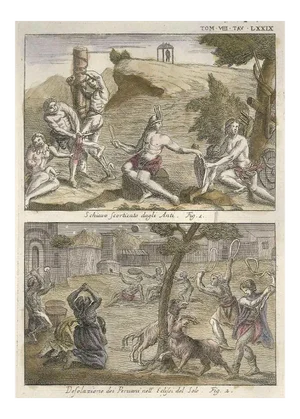 A Slave Flayed, Peruvians' Desolation during a Sun Eclipse - by G. Pivati 1746-1751