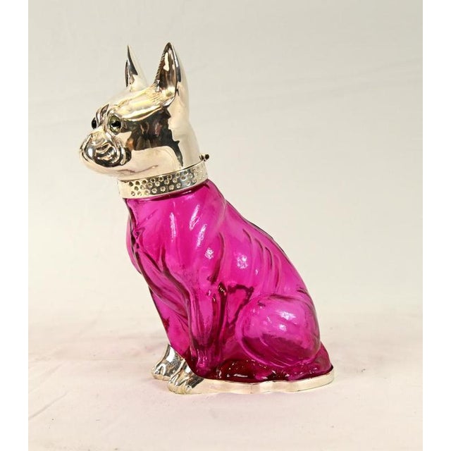 Silver Plate Dog Claret Decanter in Glass For Sale - Image 3 of 7