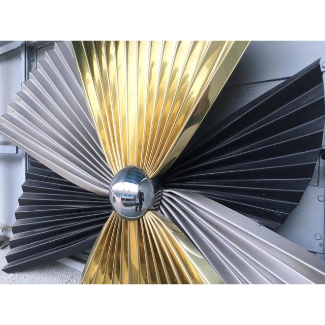 Mid-Century Modern Mid-Century C Jere Abstract Pleated Metal Wall Sculpture Art For Sale - Image 3 of 9