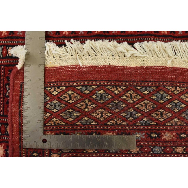 Bokhara Rug 4’2” X 6’1” Red Wool Tribal Hand-Knotted Oriental Carpet For Sale - Image 11 of 11