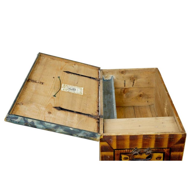 Antique Alpine Region Hand Painted Marriage Chest, 1890 For Sale - Image 3 of 11