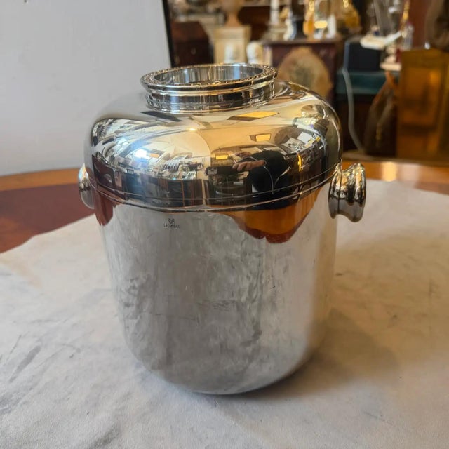 1970s Mid-Century Modern Silver Plate and Brass Luxury Wine Cooler by Cesa 1882 For Sale - Image 9 of 14