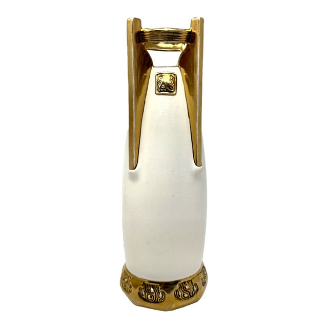 Antique Austrian Art Nouveau Vase – 14.5" – Winged Handles & Gold Gilt For Sale