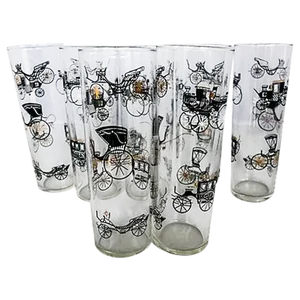 Mid-Century Automobile Bar Glasses - Set of 7