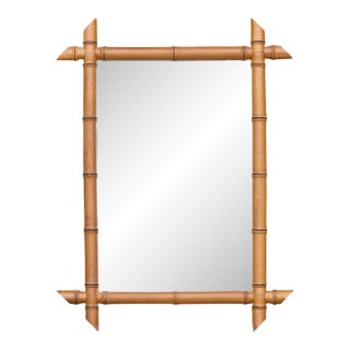 French Faux Bamboo Wall Mirror with Projecting Corners, circa 1900 For Sale