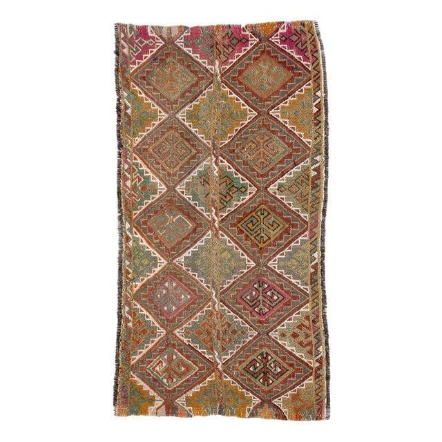 Textile 1960s Vintage Embroidered Kilim Rug- 2′5″ × 4′7″ For Sale - Image 7 of 7