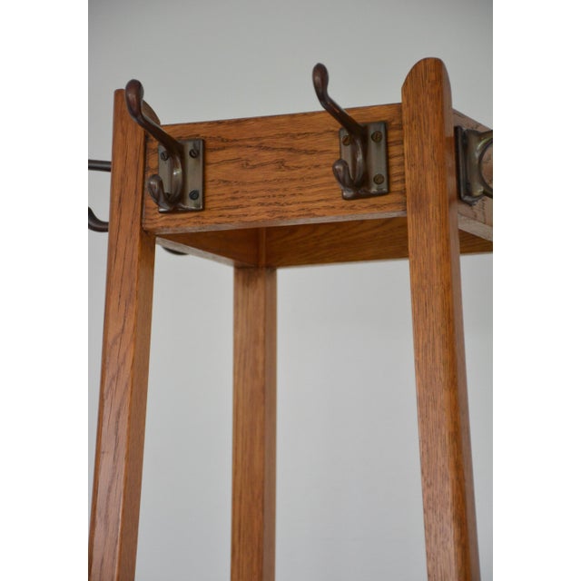 Mid-Century Oak Coat Stand with Umbrella Holders and Drip Tray, 1950 For Sale - Image 10 of 18