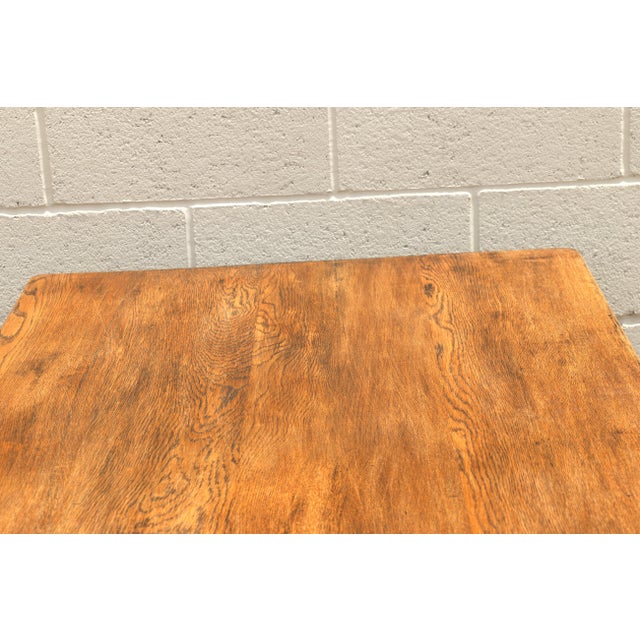 Antique American Oak & Cherry Trestle Dining Table, c.1930s | Rustic Farmhouse Kitchen Table With Solid Wood Construction For Sale - Image 14 of 18