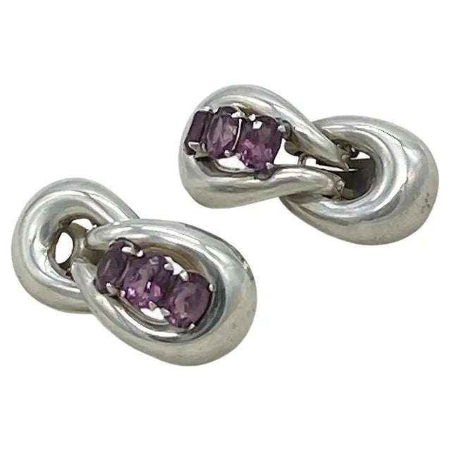 Art Deco Rare Marcel Boucher Parisina Sterling Silver Drop Earrings For Sale - Image 3 of 6