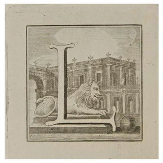 Luigi Vanvitelli, Letter of the Alphabet L, Etching, 18th Century For Sale