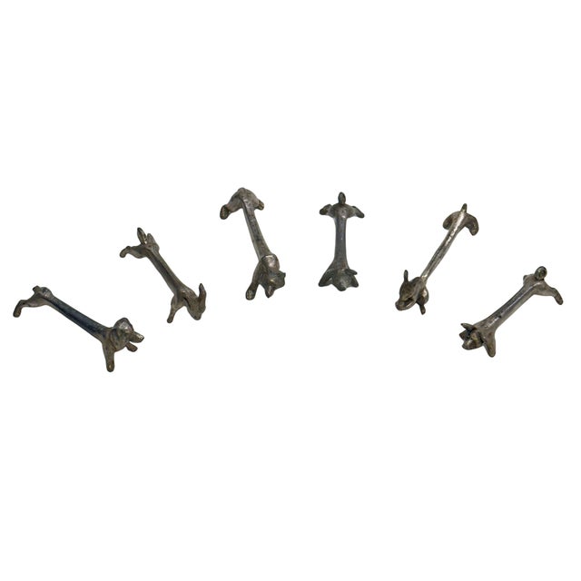 1960s Vintage Cast Brass Animal Knife Rests - Set of 6 For Sale - Image 5 of 5