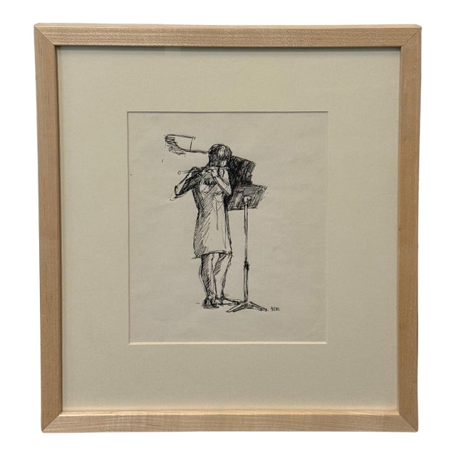 "Flutist", Drawing by Joan Carl Strauss For Sale