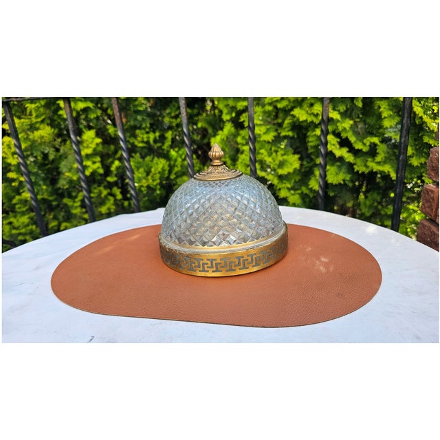 Art deco 1950s Brass Ceiling Lamp, Dimensions: height 15 cm, diameter 19.2 cm. European Plug (up to 250V).The wiring of...