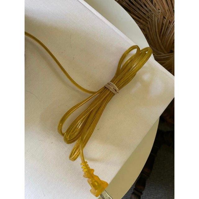 Chinese Vintage Asian Symbol Lamp on Bamboo Base Monochromatic Neutrals Chinese Characters Chinoiserie For Sale - Image 3 of 10