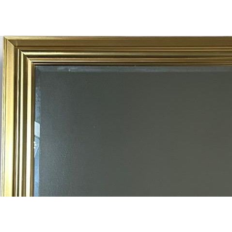 Large Contemporary Traditional Gold Gilt Beveled Glass Rectangular Wall Mirror For Sale - Image 4 of 12