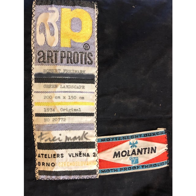 Green Robert Freimark, 70's Large Colorful Abstract Expressionist Art Protis Tapestry Wool Wall Hanging, 1974 For Sale - Image 8 of 8