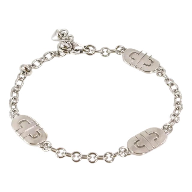 Bvlgari Parentesi 3 Charms 18k White Gold Chain Link Bracelet For Sale