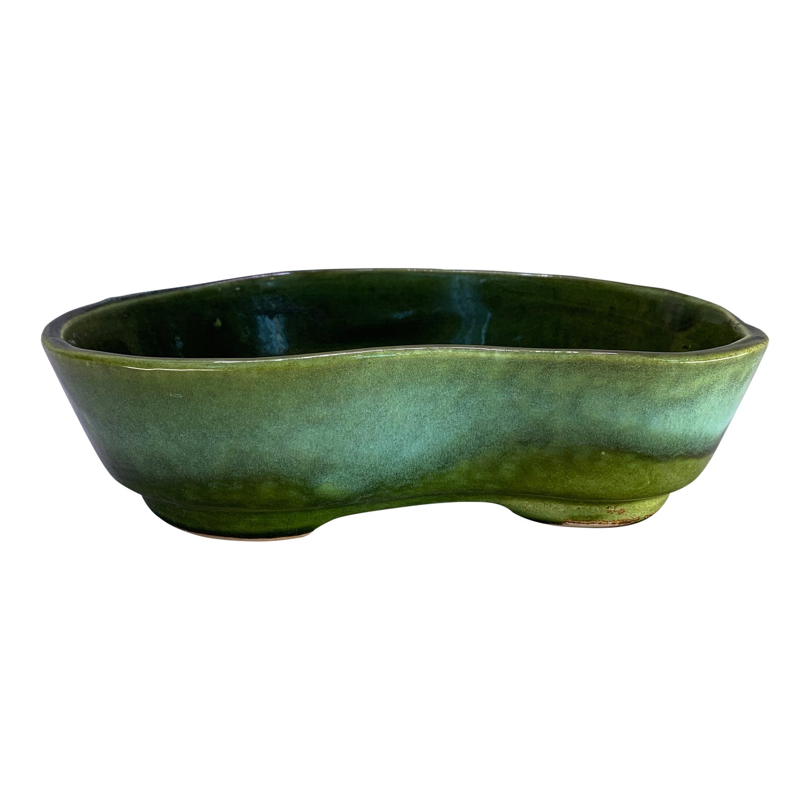Mid 20th Century California Ware Green Drip Glaze Planter Dish Chairish