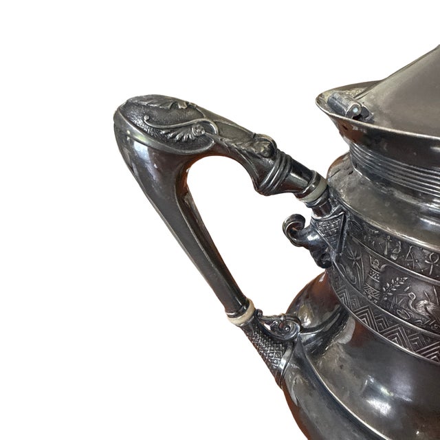 Victorian Egyptian Revival Derby Silver Co. Quadruple Plate Coffee Pot, C. 1875-1898 For Sale In West Palm - Image 6 of 17