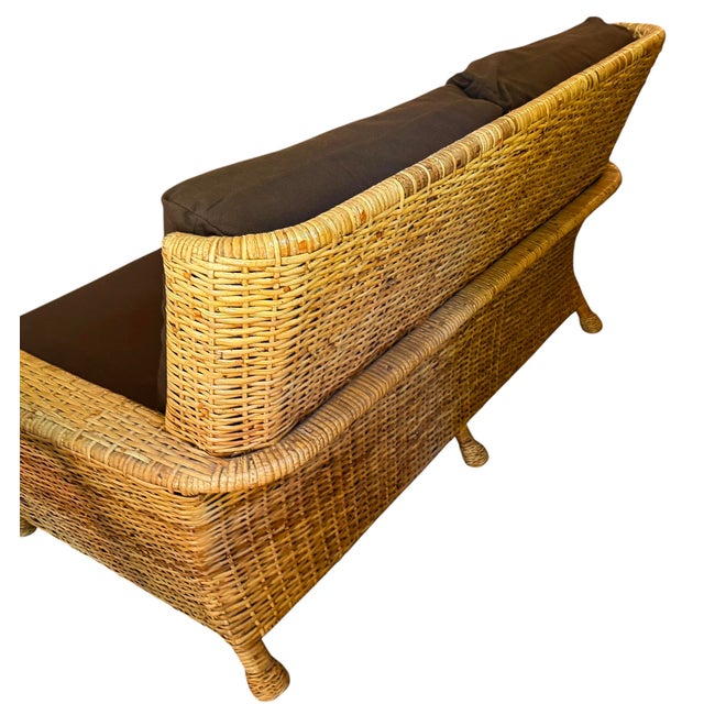McGuire Furniture Co Wicker Rattan Club Chair Settee Sofa.