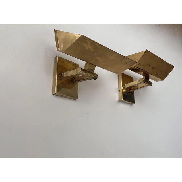 Vintage Adjustable Brass Sconces, Italy, 1970s, Set of 2 For Sale - Image 6 of 9
