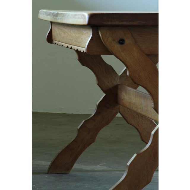 Wood Small Vintage Brutalist Oak Writing Desk, Denmark, 1960s For Sale - Image 7 of 17