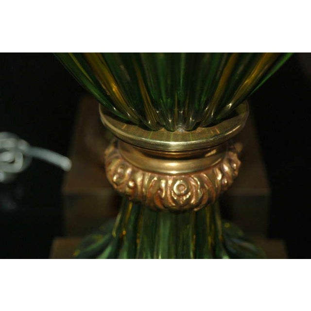 Marbro Murano Glass Lamps Green For Sale - Image 9 of 10