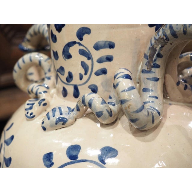Italian Antique Blue and White Lidded Vases From Savona, Italy, Circa 1800 For Sale - Image 3 of 12