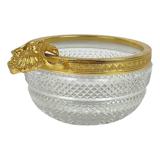 Louis XVI Ashtray in Crystal and Gilt Bronze, 1920s For Sale