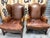 Amazing matching pair of vintage Barclay-Butera brown leather wingback chairs with with hand-applied nailhead trim, in...
