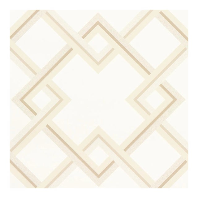 Sample - Schumacher x Neisha Crosland Mah Jong Wallpaper in Light Ivory For Sale