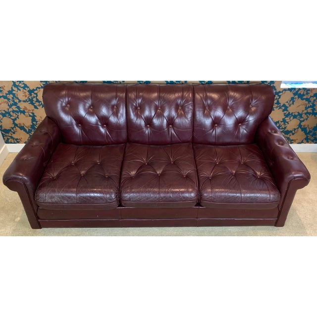 1970s Tufted Leather Sofa For Sale - Image 4 of 11
