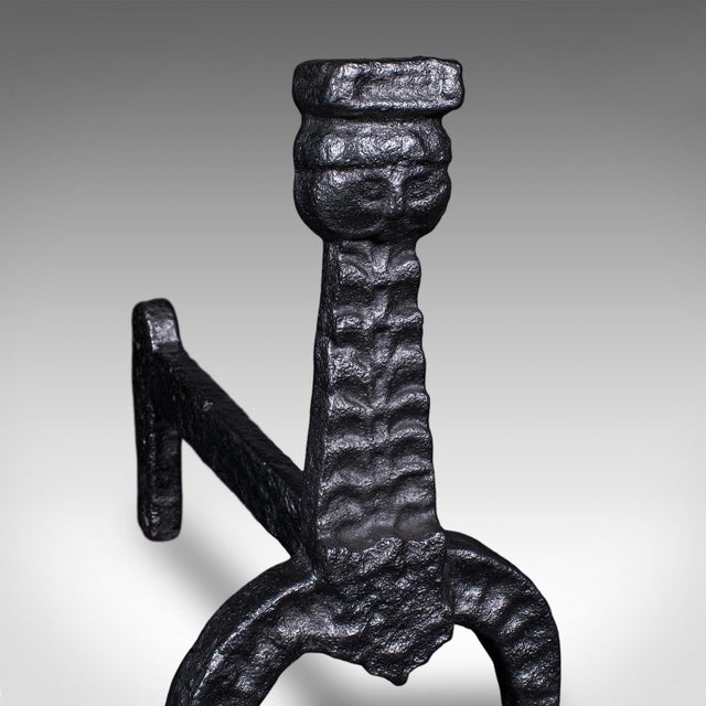 Black Pair of Antique Fireside Andirons, English, Fire Dog, Hearth, Georgian, c.1805 For Sale - Image 8 of 10