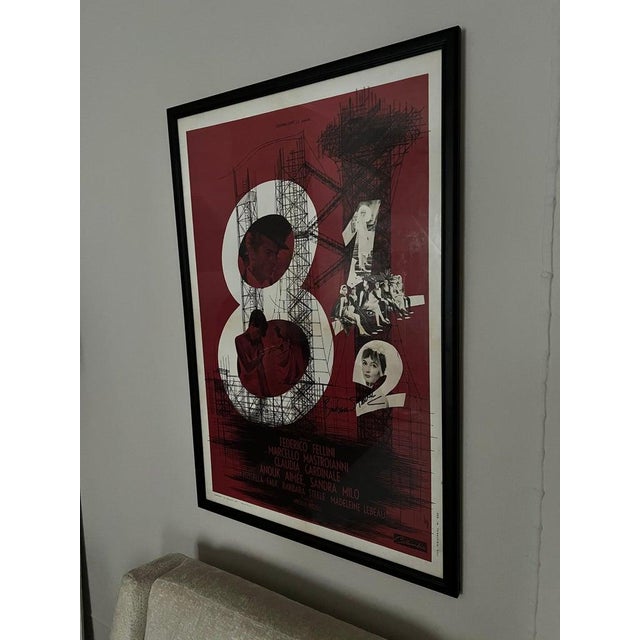 Mid 20th Century Frederico Fellini's 8 1/2 Movie Poster Signed by Barbara Steele For Sale - Image 9 of 11