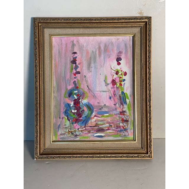 Textile Abstract Painting on Canvas by Elia Pink Malca’s For Sale - Image 7 of 7
