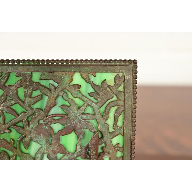 Apollo Studios New York Arts & Crafts Grapevine Pattern Bronze and Slag Glass Picture Frame For Sale In South Bend - Image 6 of 13
