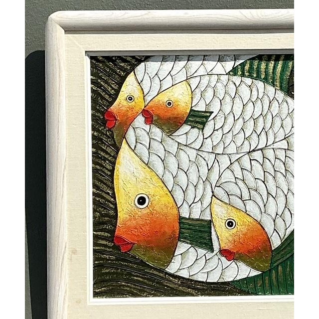 Vintage Original School of Fish Oil Painting on Canvas For Sale - Image 4 of 12