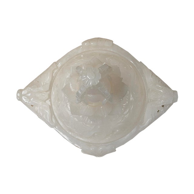 White Asian Dragon Relief Carving White Stone Incense Holder Lidded Urn Ceremonial Vessel For Sale - Image 8 of 18