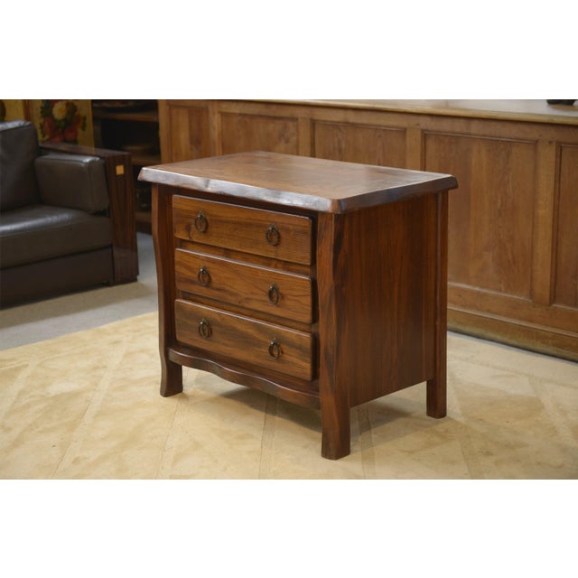 Wood Brutalist Chest of 3 Drawers in Elm, 1960s For Sale - Image 7 of 11