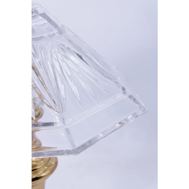 1990s Waterford Crystal Shade Brass Table Lamp For Sale - Image 10 of 12