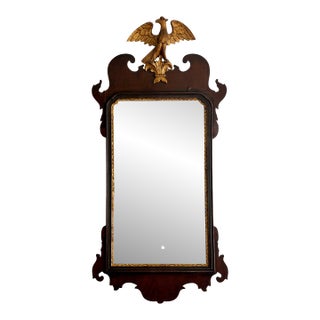 Antique Regency Style Burl Walnut & Giltwood Eagle Mirror For Sale