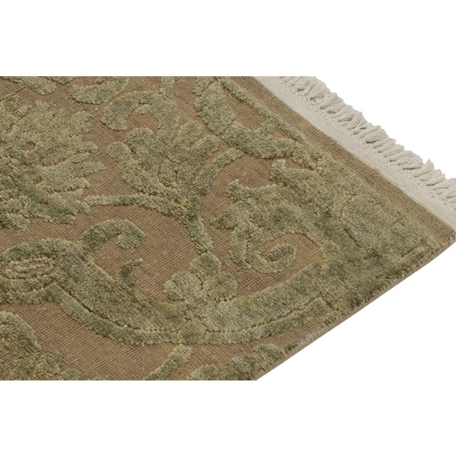 2010s 2010s Rug & Kilim’s European Style Twin Runners in Beige With Green Floral Patterns For Sale - Image 5 of 7