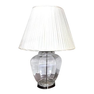 Mid Century Clear Glass Lamp, Signed For Sale
