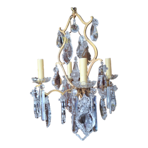 19thc French Louis XV Bronze W/ Crystal Chandelier Attrib. Baccarat